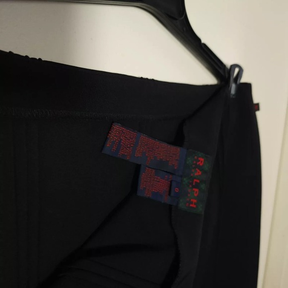 Vtg Y2K Ralph Lauren‎ Green Tartan Label Black Nylon Spandex Mini Skirt Size 0 - Picture 5 of 5